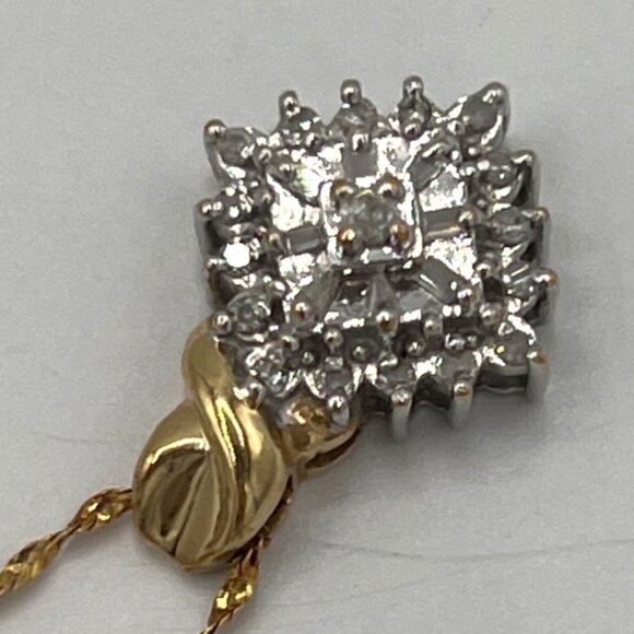 10K Gold Italy 20” Twisted Rope Chain w/ PGDA 10K Moissanite Cluster Pendant - Picture 16 of 16